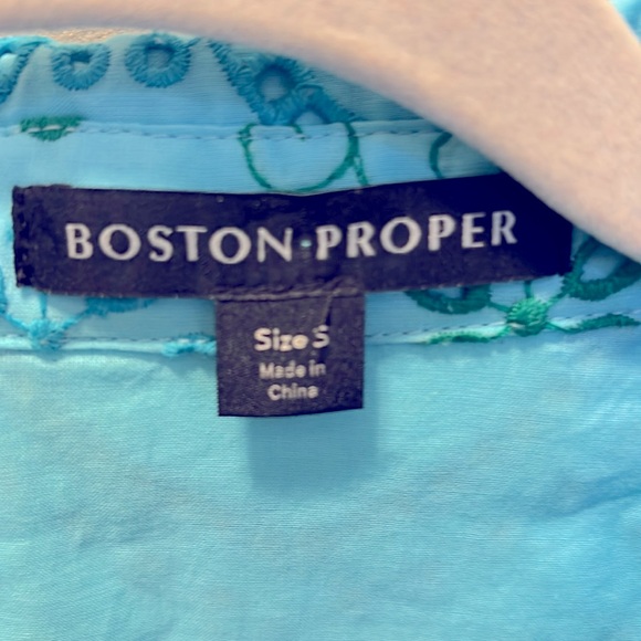 Boston Proper Blue Green Eyelet Dress Balloon Sleeve Women’s Size Small - Picture 10 of 11